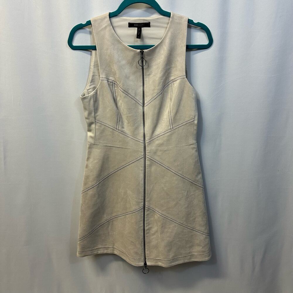 BCBGmaxazria Alaina Faux Suede Vegan Front Zip Mini Dress 8 - Picture 2 of 8